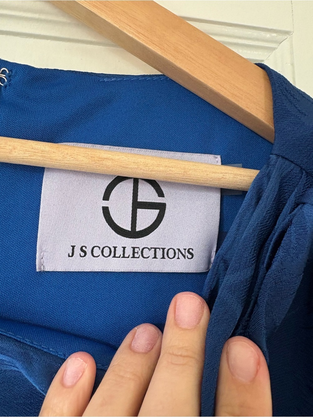 JS Collections Royal Blue One-Shoulder Gown Shoulder Bow - Picture 3 of 7